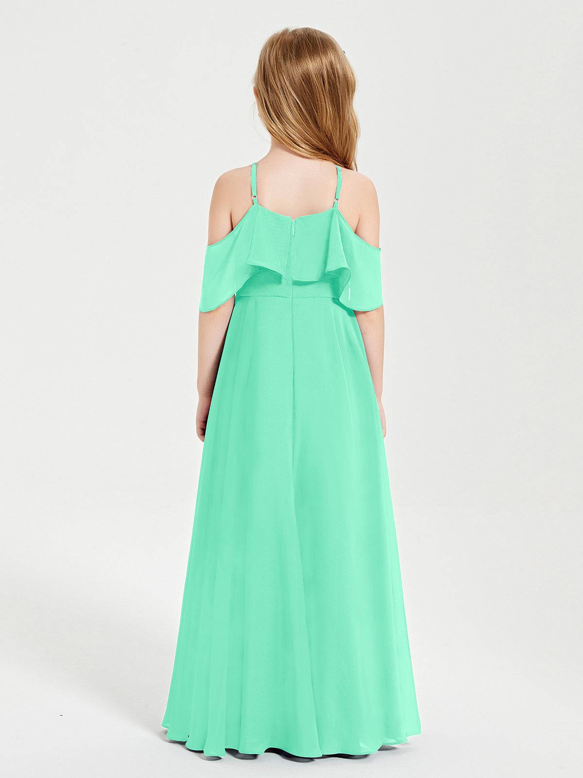 Off-the-Shoulder Long Dresses for Junior Bridesmaids Turquoise